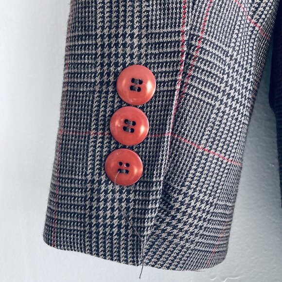 VINTAGE GIORGIO SANT'ANGELO Plaid Double Breasted Blazer Academia Wool Jacket - Picture 6 of 16